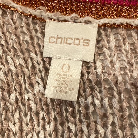Chicos metallic bronze hot pink woven sweater cardigan! Perfect for fall! Size O - Picture 6 of 6
